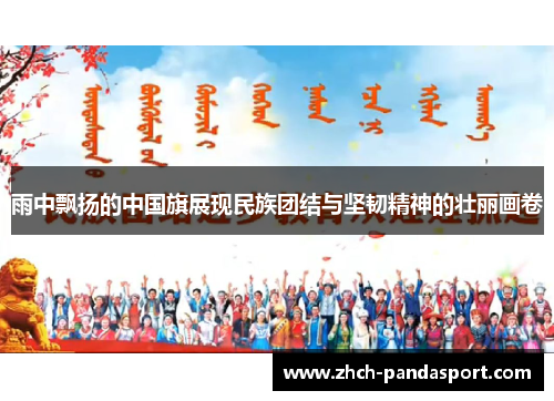 雨中飘扬的中国旗展现民族团结与坚韧精神的壮丽画卷